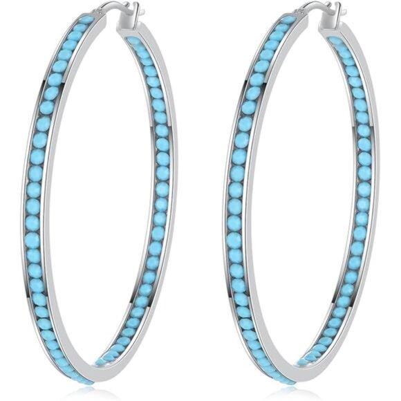 Mult-colors Crystal StainlessSteel Hoop Earring for Women Hypoallergenic Jewelry - Picture 7 of 7
